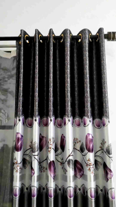 Gorden Jendela Pintu Kamar Motif Tulip Bahan Blackout Tebal Mengkilap