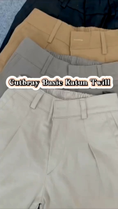 Celana Cutbray Basic Pants Resleting Twill Combed Strech // Celana Panjang Wanita