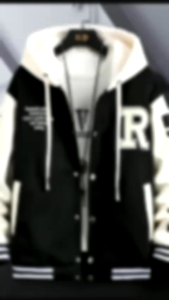 JAKET VARSITY HOODIE LOGO R BAHAN FLEECE HALUS OVER SIZE S-6XL