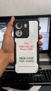 Paket 4in1 Case XIAOMI REDMI 13C Series Hardcase Armor Tpu Shookprof Transparans Casing Bonus Anti Gores Ceramic Matte Anti Spy + Skin Camera Lens + Skin Carbon 3D