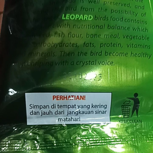 Leopard hijau kasar pakan makanan burung berkicau anti stress buah madu telur kroto rumput laut ginseng susu dicampur semua