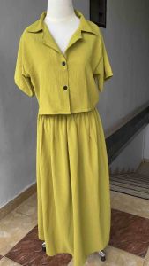 Set Crop Rok Bahan Crinkle Airflow Wanita Kekinian