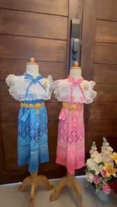 ชุดไทยเด็กประยุกต์ลายหมี่ไพลิน แต่งระบายอกได้สวยงามมาก❤️ พร้อมจัดส่งใน🇨🇷จัดส่งไวใน24ชม.