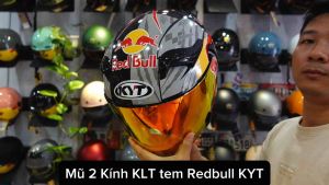 Mũ bảo hiểm 2 kính KLT tem Redbull KYT Đen Đỏ