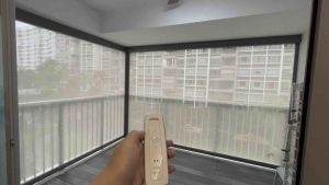 Motorized Outdoor Zip Blinds Zip Tracks Automated Balcony Zipblind Windproof Waterproof Smart Zip Blind Motorised Outdoor Zip Blinds