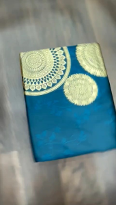 Rai [Lady] Soft Lichi Silk Saree Pacific Blue  ready stock