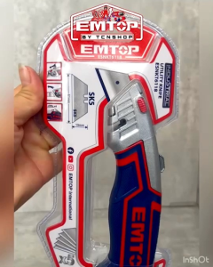 EMTOP มีดอเนกประสงค์ มีดคัตเตอร์ ขนาด 7 นิ้ว พร้อมใบมีด SK5 5 ใบ รุ่น ESNKT6118 (UTILITY KNIFE)