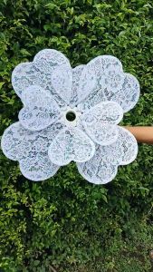 Kelopak Kap Lampu Bunga Dekorasi Model Love + Fittingan Bahan Kain Brukat Murah Cantik dan Terlaris Diameter 45 cm