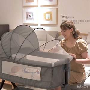SG SELLER~Baby Portable Bassinet for Baby with Storage Basket Lockable Wheels Adjustable Baby Cot