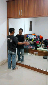 Lemari Pakaian Jumbo Pintu 2 sleding Mirror Full cermin. Pemesanan Jabodetabek Bisa COD
