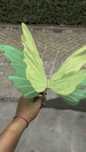 Bunga Giant Flower Bunga Hiasan Kain Organdi kombinasi 2 warna Model Kupu Kupu Dekorasi Pelaminan ukuran 36cm x 23cm