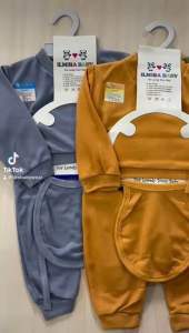 Set Hampers Jumper Sleepsuit Size 0-6 Bulan Polos Lengkap Topi Slaber Celemek Bayi Set Gift New Born Set Kado