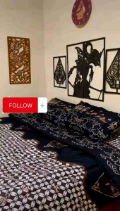 Bedcover set motif batik tinggi 20 cm