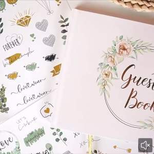 SG Western Styles Wedding Guest Book Set Blank Sign-in Album with Elegant Gold Foil Cover