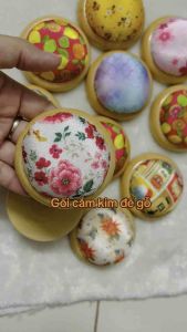 Gối cắm kim thêu gối cắm kim thêu đế gỗ