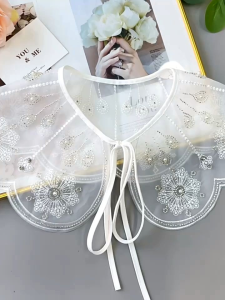 kerah bordir instan payet mutiara korean style fake collar