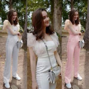 ชุดเซทเสื้อแต่งระบาย + กางเกงขายาว ทรงเรียบหรู ชุดออกงาน เสื้อผ้าแฟชั่น 9779 ชุดเสื้อผ้า ชุดเสื้อผ้าแฟชั่น ชุดเสื้อผ้า แฟชั่น - Lazada