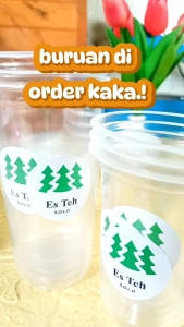 Set Gelas Es Teh SOLO Oval Transparan dengan  Stiker - 16 OZ/22 OZ