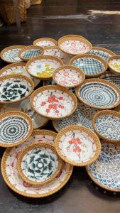 จาน เซรามิค จานญี่ปุ่น เซรามิคญี่ปุ่น ทรงกลม ของฝากของที่ละลึก (สินค้าไทย)