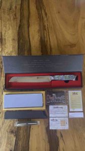 Chefficient Premium Bread Knife Aurora Light Resin Handle VG10 Damascus Steel Pastry Chefs Knife Kitchen Knife