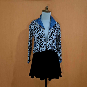 atasan blazer wanita hitam motif batik putih M cewek lengan panjang outer