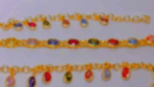 สร้อยข้อมือพลอยนพเก้า ปรับความยาวได้ถึง20cm. สร้อยข้อมือทองชุบ [N218] สร้อยข้อมือทองไมครอน