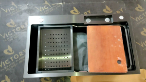Chậu rửa bát inox 304 vòi rút có thác nước rửa rau