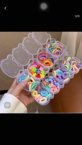 Set 63-76 chi tiết cột kẹp tóc cho bé gái xinh xắn kèm hộp đựng hình gấu