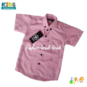 Kemeja Polos Anak Lengan Pendek Size 2-10 Tahun Laki Laki Perempuan