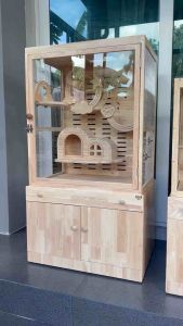 LP90 บ้านสัตว์เลี้ยง ทรงโค้งขนาดใหญ่ ดีไซน์สวย สไตล์มินิมอล ทำจากไม้สน สำหรับ ชินชิล่า บุชเบบี้ กระรอก นก ชูการ์ไกลเดอร์ หนูแฮมเตอร์