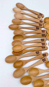 ช้อนไม้ ช้อนกาแฟ พายทาเนย พายทาแยม ช้อนสลักชื่อ โลโก้ ช้อนไม้เลเซอร์