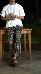 Celana Batik Cap Pria Panjang Tebal Motif Abstrak Casual Premium Abstrak