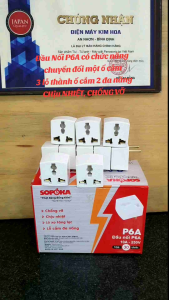 Đầu Nối 3 Chân Sang 2 Chân SOPOKA P6A - Đầu Chuyển Tải 2000W Chịu Nhiệt Chống Cháy - Bảo Hành 2 Năm