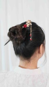 Amefurashi Hairpin Hair Stick Royal Chinese Rose Headdress Wedding Tusuk Konde Wanita