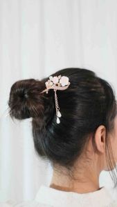 Amefurashi Hairpin Headdress Bridal Wedding Hairpin White Orchid Wanita Stik Rambut A14