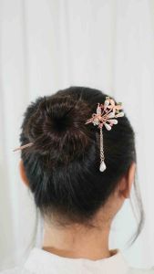 Amefurashi Hairpin Retro Vintage Bridal Wedding Gift Hairpin Wanita Cantik Pin Rambut A3 - Hairpin Butterfly Pinky White Rhinestoneheadwear untuk Tampil Cantik dan Elegan