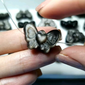 【 Ready Stock 】❗FREE Obsidian Bracelet 送黑曜手串❗Natural Silver Obsidian Love Butterfly Crystal Charm 天然银曜爱心蝴蝶水晶配饰