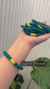 2026 Cloud Dancer / Transformative Teal Crystal Piyao Bracelet – Premium Stainless | Lucky Charm - Heavy & Durable