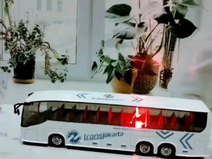 Diecast bus Transjakarta metal bessi alloy musik & lampu