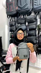 Tas Sling Bag Pria PEGE Almer Slempang Bahu Bahan Kanvas - PG 8939