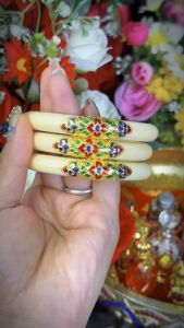 กำไลกระดูกช้างแท้ จากสุรินทร์ไม่มีการผสมเรซินมวลสารอะไรใดใดเป็นงานลงยาเกรด A