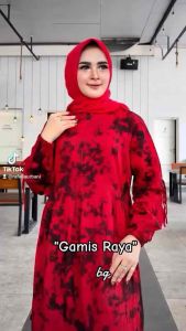 Gamis Raya Twill BG Collection Motif Red Velvet
