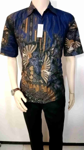 BATIK ARTA motif POLA MANUK TARUNG NAVY BATIK PRIA PREMIUM KODE 007 BATIK 10.10 23