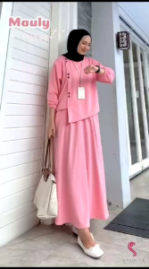 MAULY SET ROK BY SHOFIYA / SETELAN WANITA POLOS TRENDY KEKINIAN / ONE SET BLOUSE DAN SKIRT BABYTERY PREMIUM