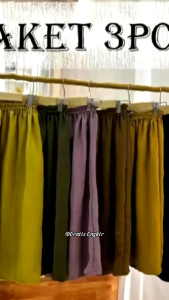 Paket 100rb 7pcs Celana Kulot Crinkle Jumbo 7/8 Pinggang Karet Melar