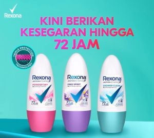 REXONA Deodorant Roll On 45ml | Free Sprit | Shower Clean | Powder Dry | ADVANCED BRIGHTENING + ANTI NODA | DREAMY BRIGHT | HIJAB NATURAL PEACH & MINT COOL | Glowing | INVISIBLE DRY deodoran wangi
