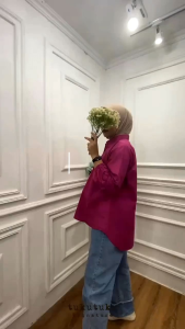 Kyomi atasan kemeja blouse wanita poplin jumbo fit to XXL terbaru mewah