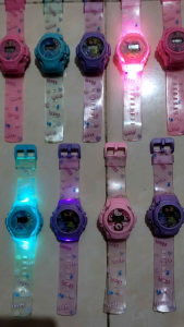 JAM TANGAN ANAK CEWEK/COWOK ADA LAMPU WARNA WARNI DAN MUSIK KARAKTER SOFIAHELLO KITTYLOL FROZEN AVENGERS SPIDERMAN