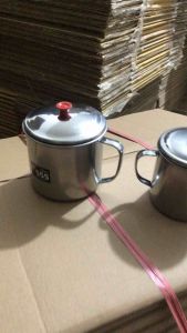 MUG / CANGKIR KOPI STAINLES PLUS TUTUP UK 10-12cm MURAH BISA COD