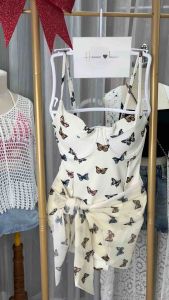 Ship hoả tốc-đồ bơi bikini liền thân kèm khăn hoạ tiết xinh xắn hoạ tiết tiểu thư